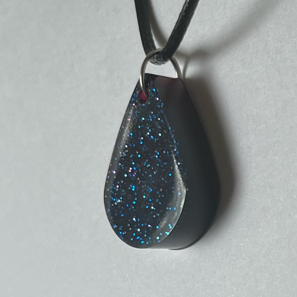 Resin Necklace with Black Leather Cord